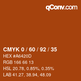Color code: CMYK 0 / 60 / 92 / 35 | qconv.com