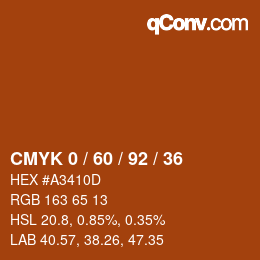 カラーコード: CMYK 0 / 60 / 92 / 36 | qconv.com