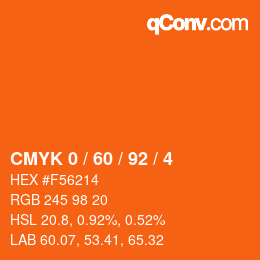 Farbcode: CMYK 0 / 60 / 92 / 4 | qconv.com