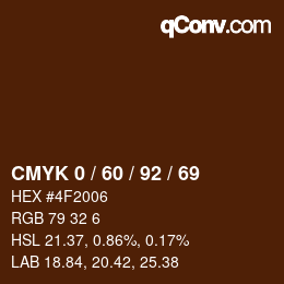 Color code: CMYK 0 / 60 / 92 / 69 | qconv.com