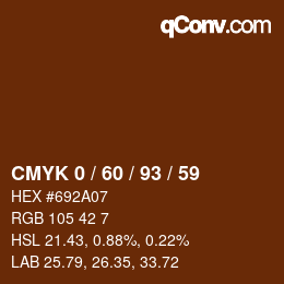 カラーコード: CMYK 0 / 60 / 93 / 59 | qconv.com