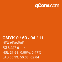 カラーコード: CMYK 0 / 60 / 94 / 11 | qconv.com