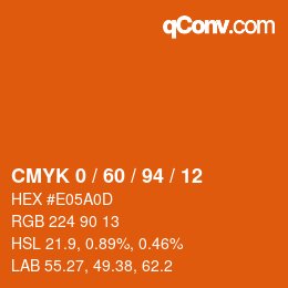 カラーコード: CMYK 0 / 60 / 94 / 12 | qconv.com