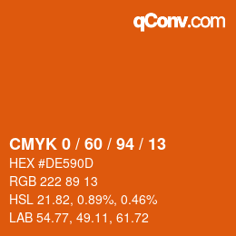 カラーコード: CMYK 0 / 60 / 94 / 13 | qconv.com