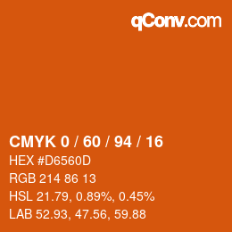カラーコード: CMYK 0 / 60 / 94 / 16 | qconv.com