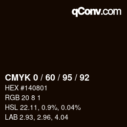 カラーコード: CMYK 0 / 60 / 95 / 92 | qconv.com