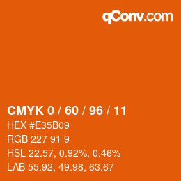 カラーコード: CMYK 0 / 60 / 96 / 11 | qconv.com