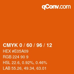 カラーコード: CMYK 0 / 60 / 96 / 12 | qconv.com