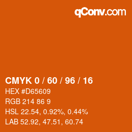 カラーコード: CMYK 0 / 60 / 96 / 16 | qconv.com