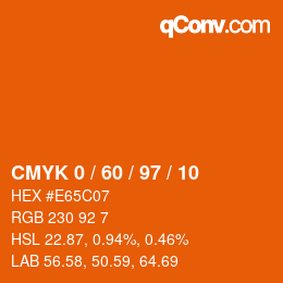 颜色代码: CMYK 0 / 60 / 97 / 10 | qconv.com