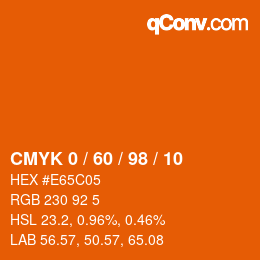 カラーコード: CMYK 0 / 60 / 98 / 10 | qconv.com