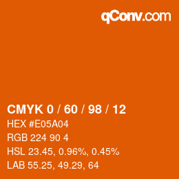 颜色代码: CMYK 0 / 60 / 98 / 12 | qconv.com