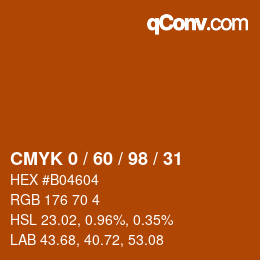 Color code: CMYK 0 / 60 / 98 / 31 | qconv.com