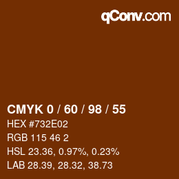 颜色代码: CMYK 0 / 60 / 98 / 55 | qconv.com