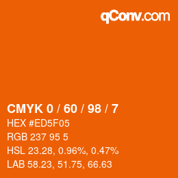 颜色代码: CMYK 0 / 60 / 98 / 7 | qconv.com