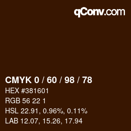 颜色代码: CMYK 0 / 60 / 98 / 78 | qconv.com