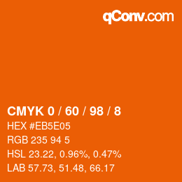 カラーコード: CMYK 0 / 60 / 98 / 8 | qconv.com