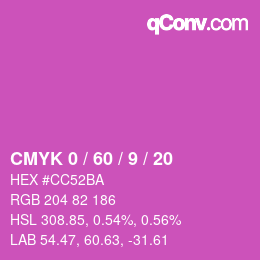 カラーコード: CMYK 0 / 60 / 9 / 20 | qconv.com