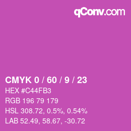 Color code: CMYK 0 / 60 / 9 / 23 | qconv.com