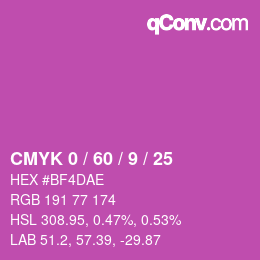カラーコード: CMYK 0 / 60 / 9 / 25 | qconv.com