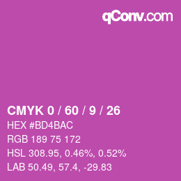 Color code: CMYK 0 / 60 / 9 / 26 | qconv.com