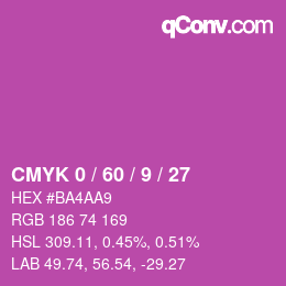 カラーコード: CMYK 0 / 60 / 9 / 27 | qconv.com