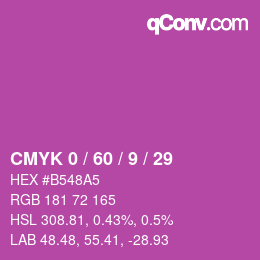 カラーコード: CMYK 0 / 60 / 9 / 29 | qconv.com
