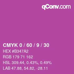 カラーコード: CMYK 0 / 60 / 9 / 30 | qconv.com