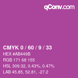 カラーコード: CMYK 0 / 60 / 9 / 33 | qconv.com