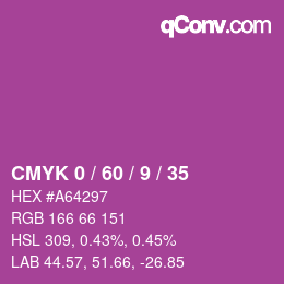 颜色代码: CMYK 0 / 60 / 9 / 35 | qconv.com