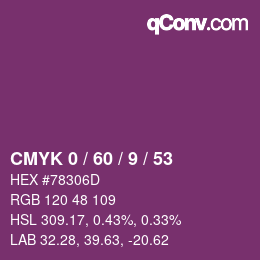 カラーコード: CMYK 0 / 60 / 9 / 53 | qconv.com