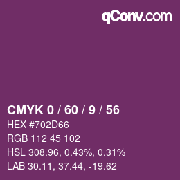 Color code: CMYK 0 / 60 / 9 / 56 | qconv.com