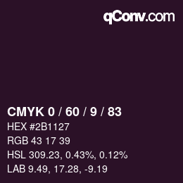 カラーコード: CMYK 0 / 60 / 9 / 83 | qconv.com