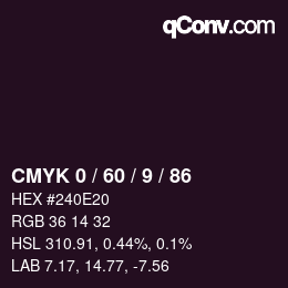 カラーコード: CMYK 0 / 60 / 9 / 86 | qconv.com