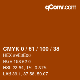 カラーコード: CMYK 0 / 61 / 100 / 38 | qconv.com