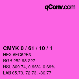カラーコード: CMYK 0 / 61 / 10 / 1 | qconv.com