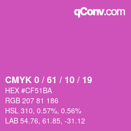 カラーコード: CMYK 0 / 61 / 10 / 19 | qconv.com