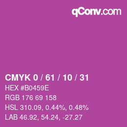 カラーコード: CMYK 0 / 61 / 10 / 31 | qconv.com