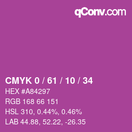 カラーコード: CMYK 0 / 61 / 10 / 34 | qconv.com
