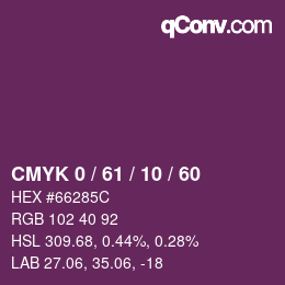 カラーコード: CMYK 0 / 61 / 10 / 60 | qconv.com