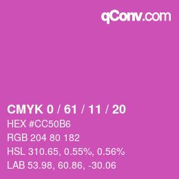 カラーコード: CMYK 0 / 61 / 11 / 20 | qconv.com