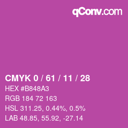 カラーコード: CMYK 0 / 61 / 11 / 28 | qconv.com