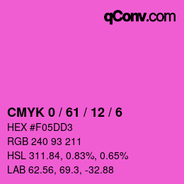 カラーコード: CMYK 0 / 61 / 12 / 6 | qconv.com