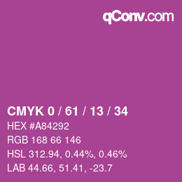 カラーコード: CMYK 0 / 61 / 13 / 34 | qconv.com