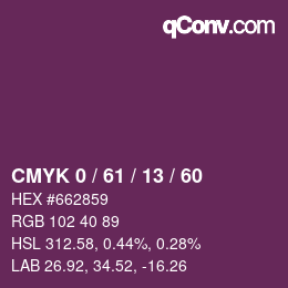 カラーコード: CMYK 0 / 61 / 13 / 60 | qconv.com