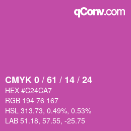 カラーコード: CMYK 0 / 61 / 14 / 24 | qconv.com