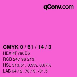 カラーコード: CMYK 0 / 61 / 14 / 3 | qconv.com