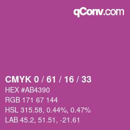 颜色代码: CMYK 0 / 61 / 16 / 33 | qconv.com