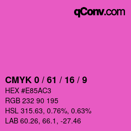カラーコード: CMYK 0 / 61 / 16 / 9 | qconv.com