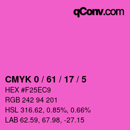 カラーコード: CMYK 0 / 61 / 17 / 5 | qconv.com